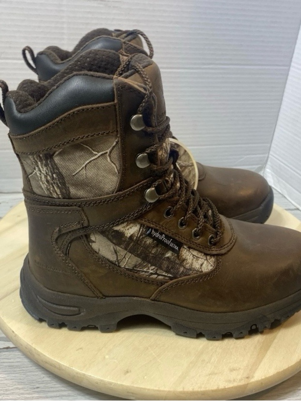 Field And Stream Men’s Hunting Boots Size 6 400gr  Thin Sulate Waterproof  Camo